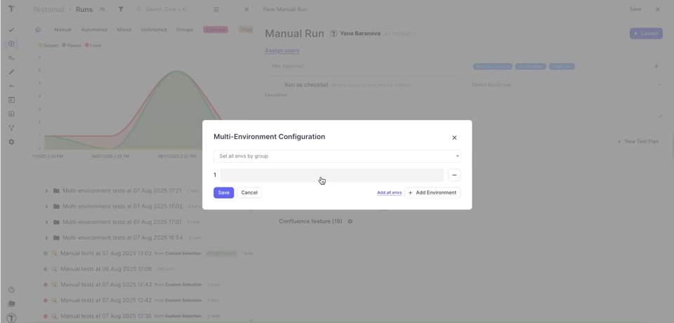 Save configured environments